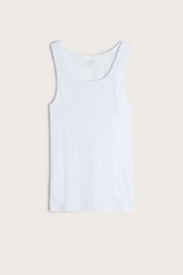 Intimssimi Πλευρωτός Supima βαμβακερα Tank Top ασπρα | ZGRNQ21338