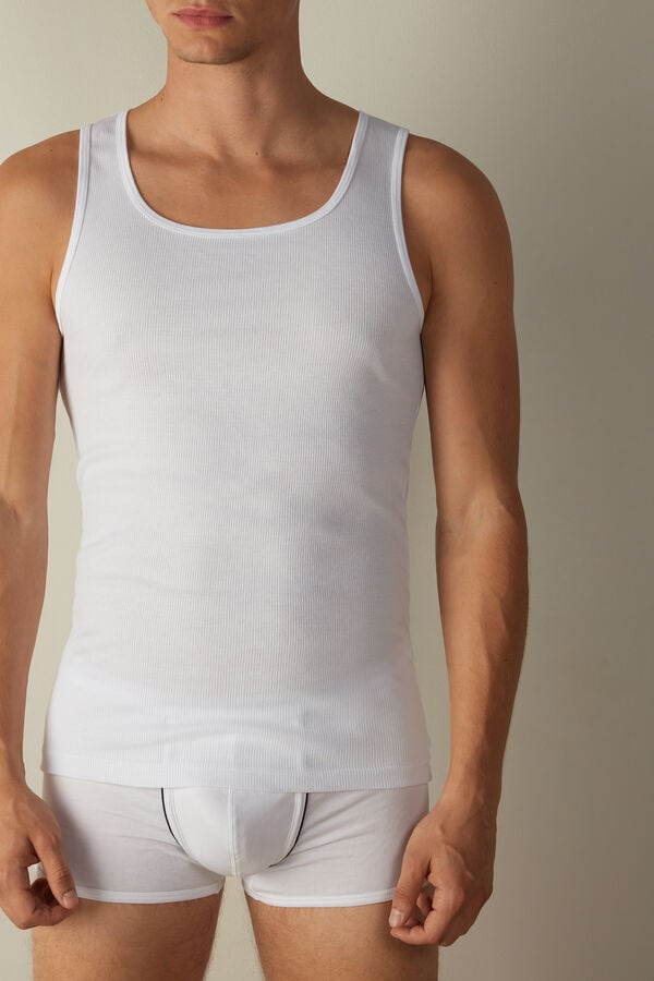 Intimssimi Πλευρωτός Supima βαμβακερα Tank Top ασπρα | ZGRNQ21338