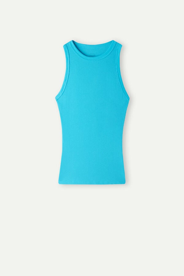 Intimssimi Πλευρωτός Tank Top in Supima® βαμβακερα μπλε | MGRHR97163