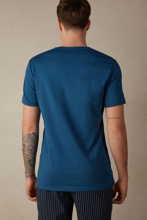 Intimssimi κοντο Sleeve Crew Neck T Shirt in Supima® βαμβακερα μπλε | BGRSO23592