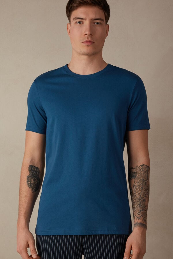 Intimssimi κοντο Sleeve Crew Neck T Shirt in Supima® βαμβακερα μπλε | BGRSO23592