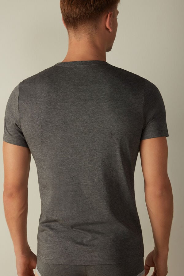 Intimssimi κοντο Sleeve Crew Neck T Shirt in Supima® βαμβακερα σκούρο γκρι | EGRVG66376