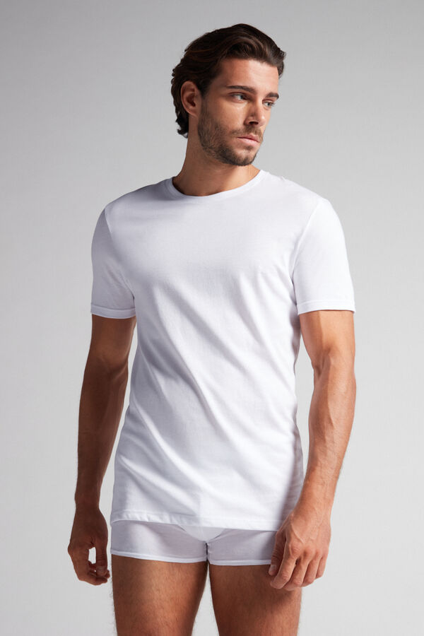 Intimssimi κοντο Sleeve Crew Neck T Shirt in Supima® βαμβακερα ασπρα | GGREC60060