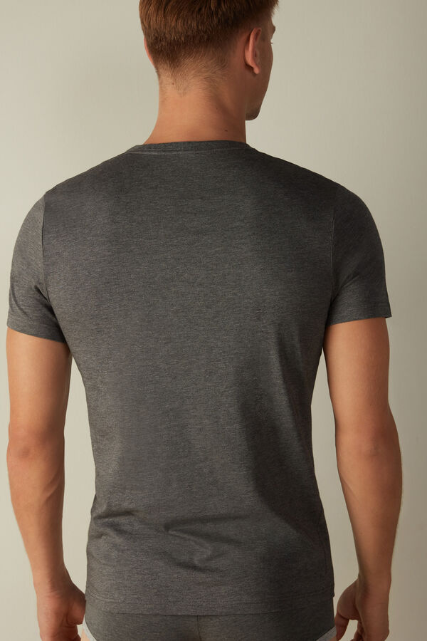 Intimssimi κοντο Sleeve Crew Neck T Shirt in Supima® βαμβακερα σκούρο γκρι | GRNEJ25373