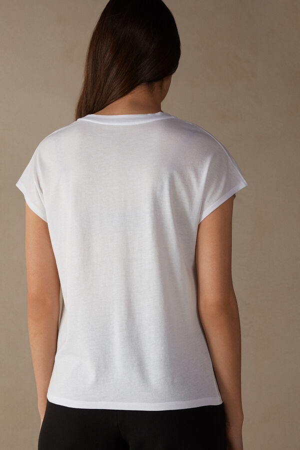 Intimssimi κοντο Sleeve Crew Neck Top in Supima® Ultrafresh cotton ασπρα | EGRHC64908