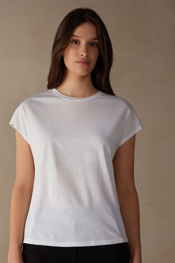 Intimssimi κοντο Sleeve Crew Neck Top in Supima® Ultrafresh cotton ασπρα | EGRHC64908